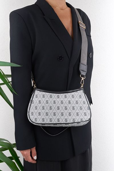 Cosser Farme Monogram Gray Baguette Crossbody Women's Shoulder Bag