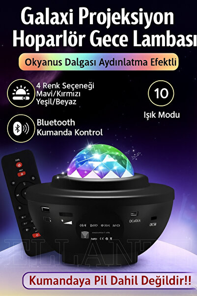 ellante Yıldızlı Gökyüzü Gece Lambası Aurora Starlight Galaxy Led Projektör D...