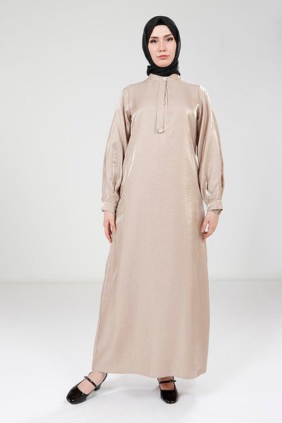 Beyza Brooch Stone Color Bright Fabric Dress 9350