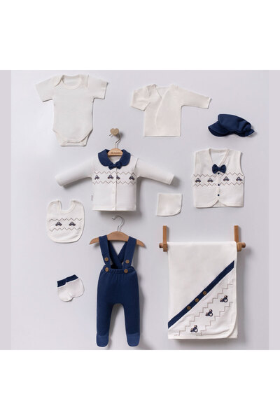 Pure Kids Store Boxed 100% Organic Cotton 10 Piece Baby Boy Car Embroidered H...