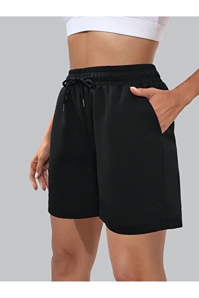 BEAXES Γυναικείο μαύρο σορτς - με δέσιμο στη μέση, κατάλληλο για καθημερινή χ...