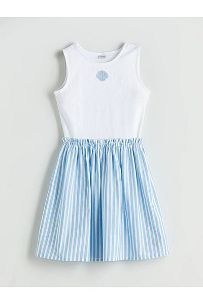 LC Waikiki Lcw Kids White Crew Neck Girls' Dress