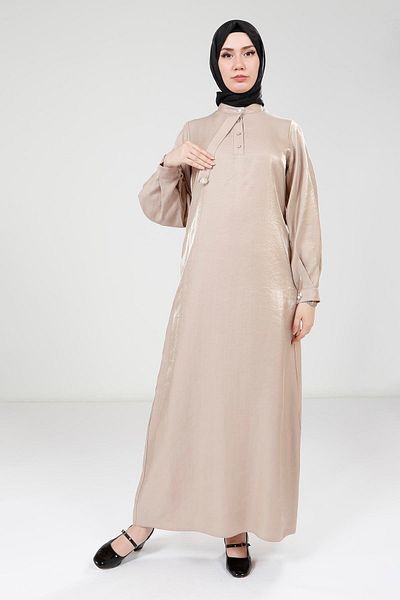 Beyza Brooch Stone Color Bright Fabric Dress 9350