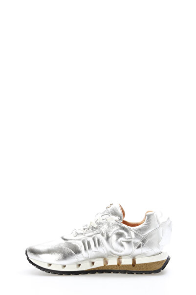 TUGERDİ Tugerdi Silver Genuine Leather Lace-Up Thermo Sole Quality Women's Casual Shoes Tg09167261400873