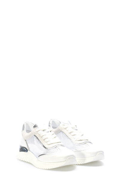 TUGERDİ Tugerdi White Silver Inside and Outside Genuine Leather Laced Thermo ...