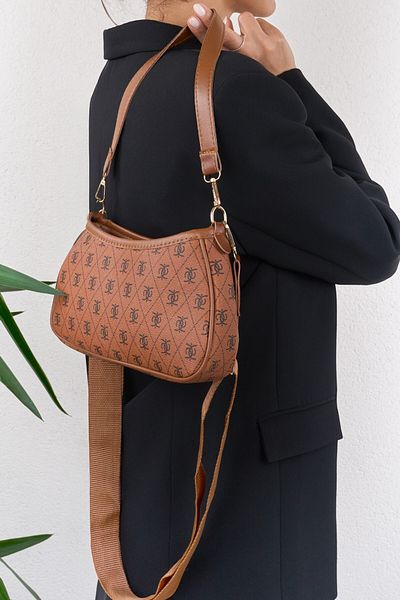 Cosser Farme Monogram Tan Baguette and Crossbody Women's Shoulder Bag