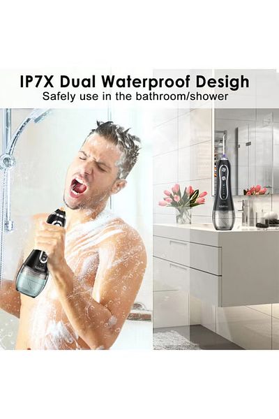 h2ofloss Water Flosser For Teeth Cordless Portable Oral Irrigator Flosser 5 Cleaning Modes - Black