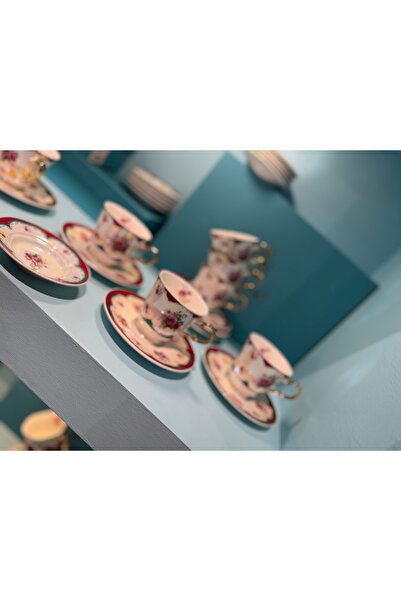 hediye ESTERHOMEDECOR 6 Kişilik porselen sedefli kahve fincan takımı