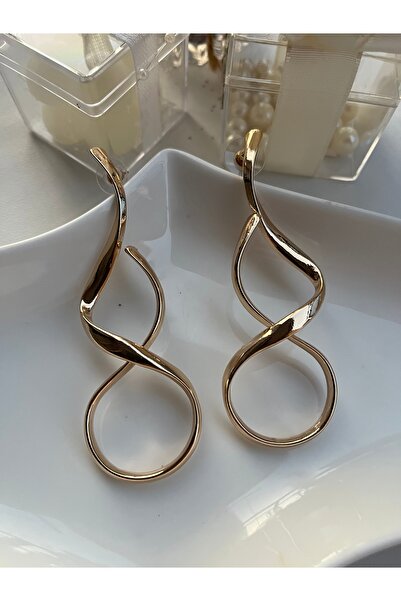 Metal أقراط حديثة ملتوية على شكل إنفينيتي باللون الذهبي