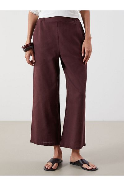 LC Waikiki Wide Leg Women's Trousers with Elastic Waist