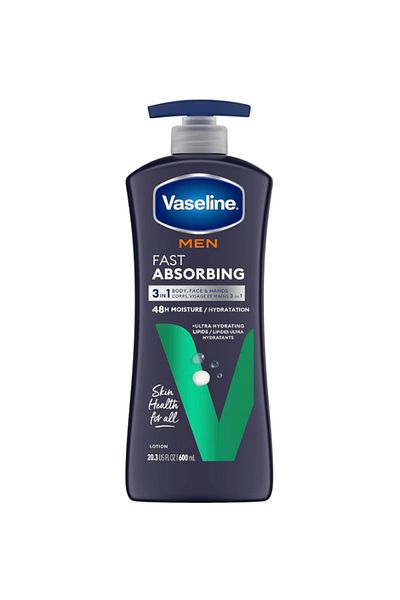 Vaseline Men Healing Moisture Body Lotion, Fast Absorbing, 20.3 oz/600 ml