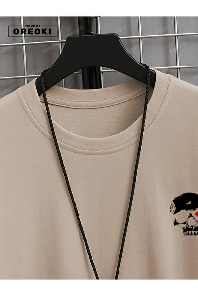 EFFRENATU Love to Death Printed Cotton Unisex Beige T-Shirt-Black Shorts Set