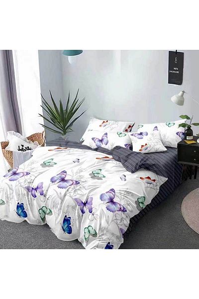 OEM Lenjerie Bumbac Satinat, Pucioasa, 2 Persoane, Pat Dublu, 4 Piese