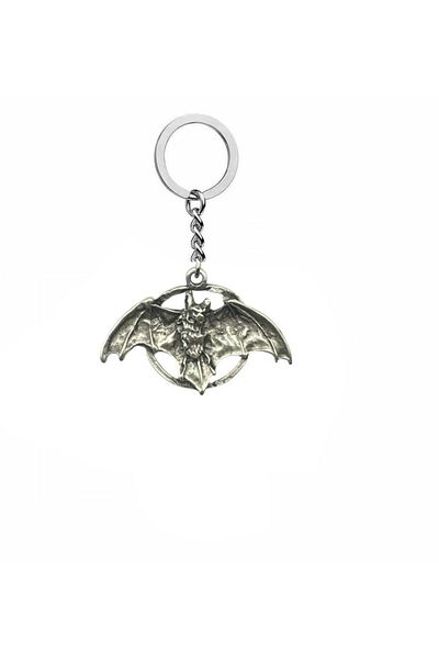 Herşey Nota Unisex Keychain with Bat Figure in Ring – Gothic and Stylish Accessory