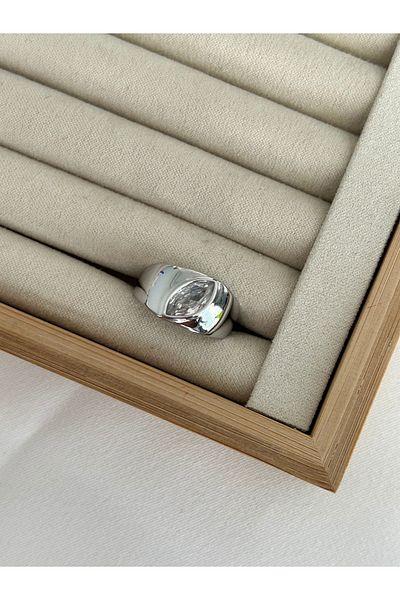 ringbox Silver Color Drop Stone Ring