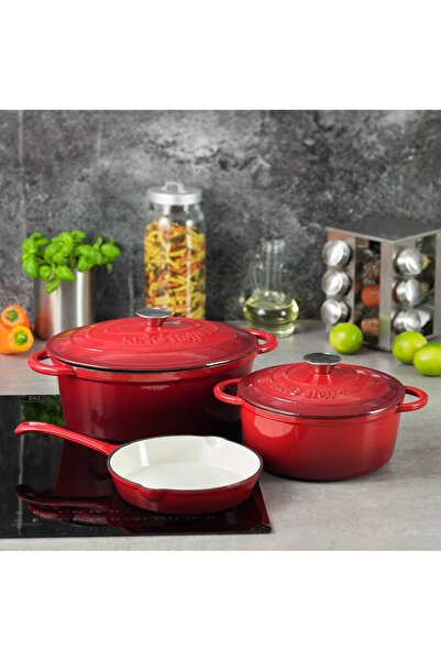 Kinghoff Enameled cast iron pot with lid 21cm 2.4L Kinghoff KH1614, red