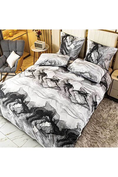 OEM Lenjerie Bumbac Satinat, Pucioasa, 2 Persoane, Pat Dublu, 4 Piese