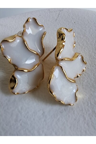 BHR AKSESUAR White Crown Leaf Earrings