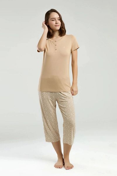 Pierre Cardin Women's Cream Capri Set