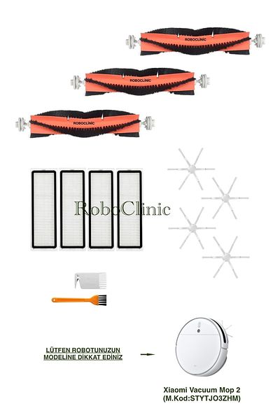 Roboclinic Brush Compatible with Xiaomi Mi Robot Vacuum Mop 2 (Stytjo3Zhm) Robot Vacuum Cleaner, Filter Set-12 Pieces
