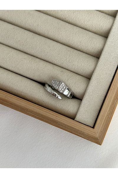 ringbox Silver Colored Blg Stone Snake Ring
