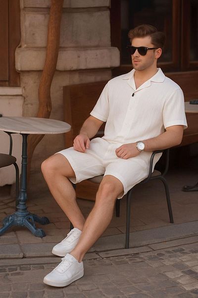 LC Waikiki Men's Breathable Shorts Suit – Casual & Vacation
