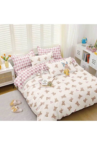 OEM Lenjerie Bumbac Satinat, Pucioasa, 2 Persoane, Pat Dublu, 4 Piese