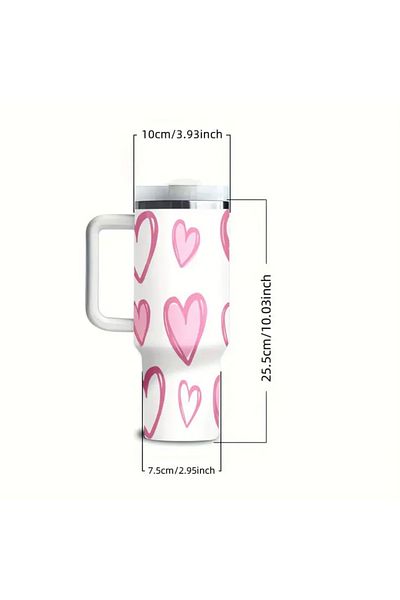 OzzConcept Heart Quencher Tumbler |   40 oz (1.18 Lt) Quencher Thermos with Straw