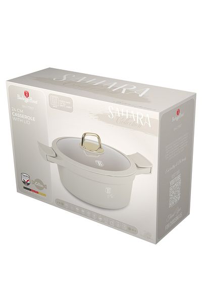 Berlinger Haus Pot with lid 24 cm, 4.4L – Berlinger Haus Sahara Collection BH 7787, cream, easy cleaning