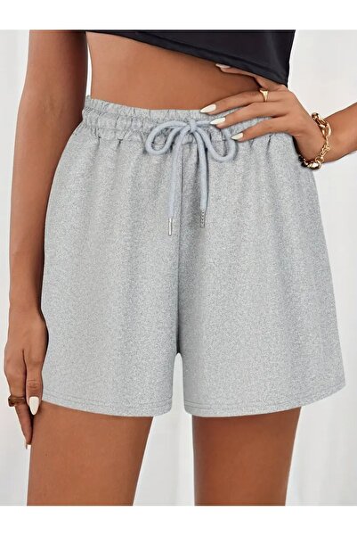 BEAXES Γυναικείο γκρι σορτς - με δέσιμο στη μέση, κατάλληλο για καθημερινή χρ...