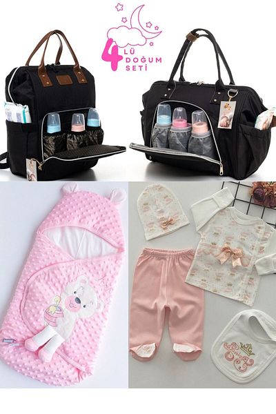 Pimadyo Large Birth Set (Hospital Release, Shoulder and Backpack, Chickpea Swaddle with Snaps)