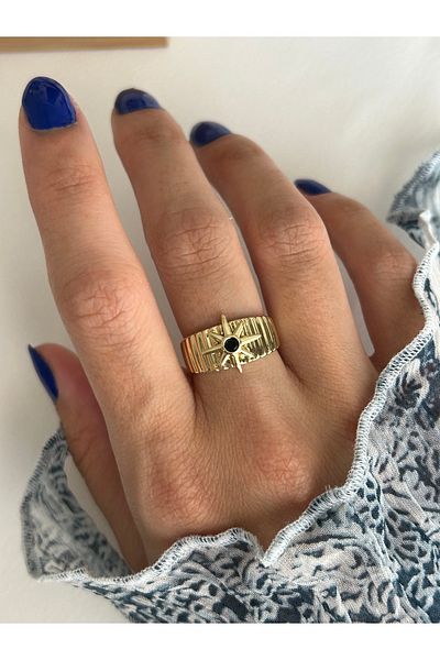 ringbox Gold Black Stone Star Ring