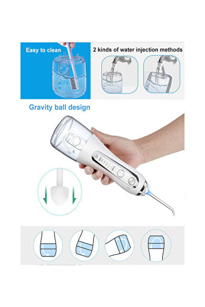 h2ofloss Water Flosser For Teeth Cordless Portable Oral Irrigator Flosser 5 Cleaning Modes - White