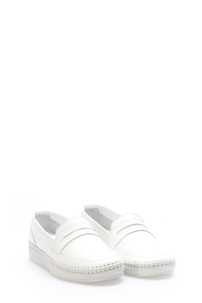TUGERDİ Tugerdi White Inside and Outside Genuine Leather Laced Quality Women'...