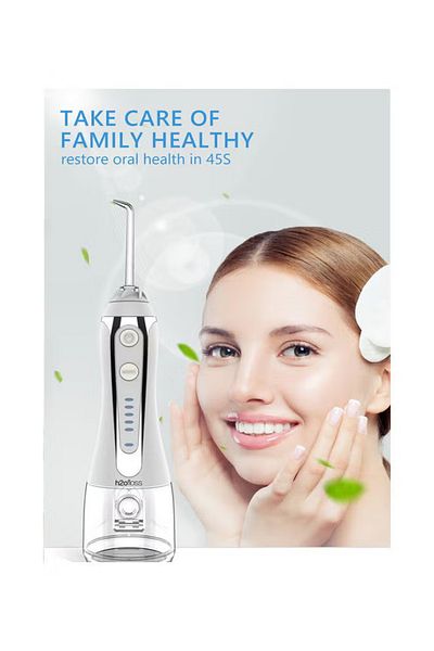 h2ofloss Water Flosser For Teeth Cordless Portable Oral Irrigator Flosser 5 Cleaning Modes - White