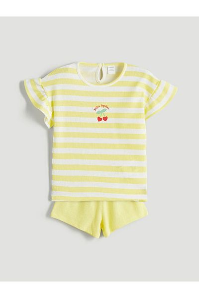 LC Waikiki Lcw Kids Sari Striped Girl's Blouse and Shorts 2-Piece