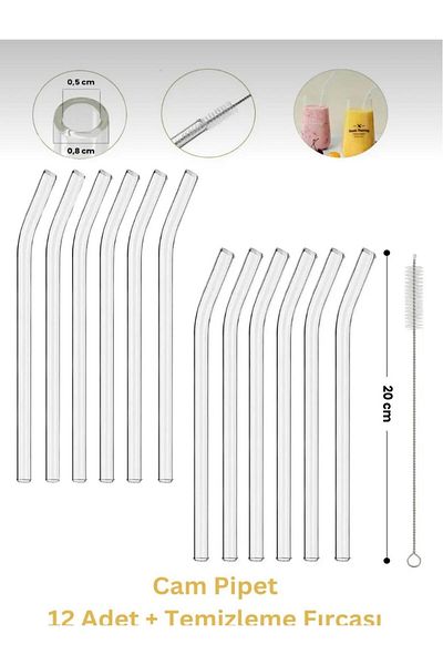 KARALYAN 12 Pieces of Transparent Glass Beveled Pipettes |   Glass Pipette - 12 Cleaning Brushes Gifted