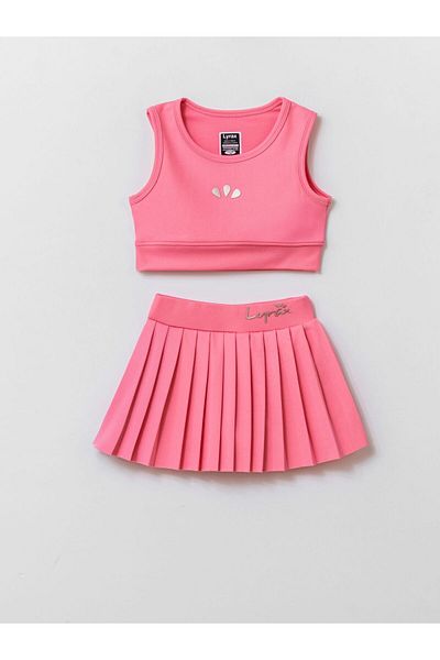 Harika KIDS Girls' Embossed Shorts Skirted Crop Sports Swimsuit Suit