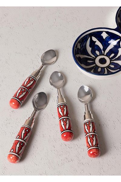 GUNES ZUCCACIYE Corallo Ice Cream Spoon Set of 4 Red