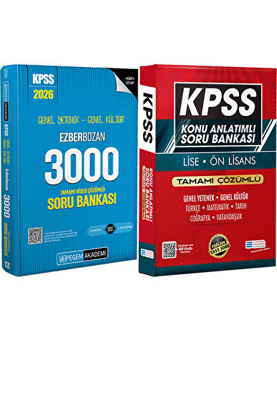 Pegem Akademi Yayıncılık 2026 KPSS Ezberbozan 3000 Video Çözümlü Soru - Lise ...