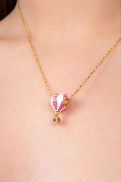 Finesa Jewelry Hot Air Balloon Figured, Elegant Chain, Colorful Balloon Necklace