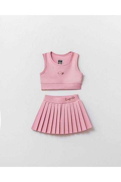 Harika KIDS Girls' Embossed Shorts Skirted Crop Sports Swimsuit Suit