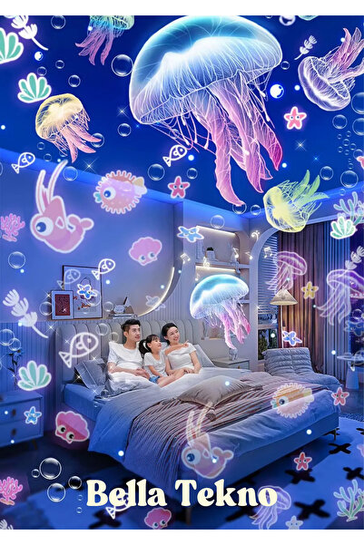 Genel Markalar Teknoşık Çocuklar İçin LED Robot Projektör Lamba Eğlenceli Işı...