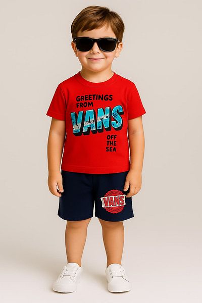 Oz Baby Boy's Summer Printed Bottom Top Set with Shorts