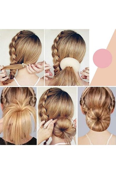 Transformacion Gold Mini Hair Bun Sponge 2 Pcs 8.5 cm Diameter 3.5 cm Thickness 721880