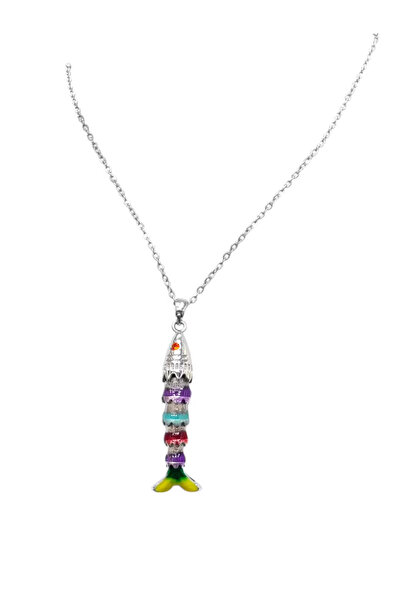Bluw Jewelry قلادة سمكة فولاذية ملونة M6