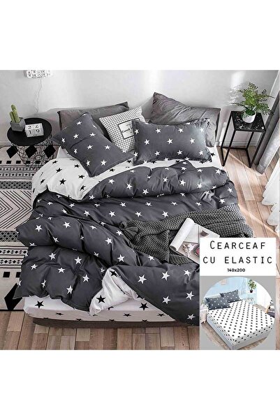 Patul Lenjerie Bumbac Satinat, Pucioasa, 1 Persoana, Pat Single, 4 Piese