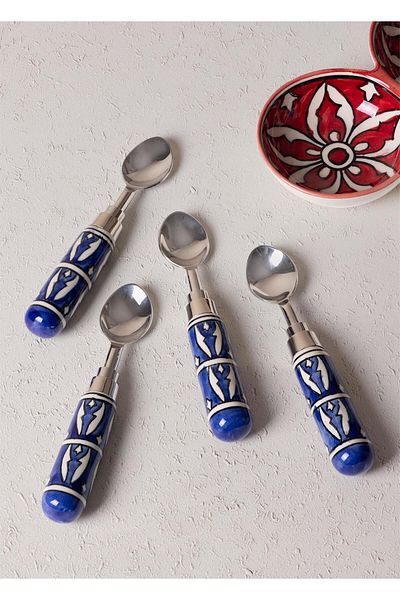 GUNES ZUCCACIYE Corallo Ice Cream Spoon Set of 4 Blue