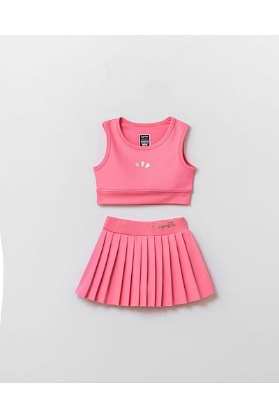 Harika KIDS Girls' Embossed Shorts Skirted Crop Sports Swimsuit Suit