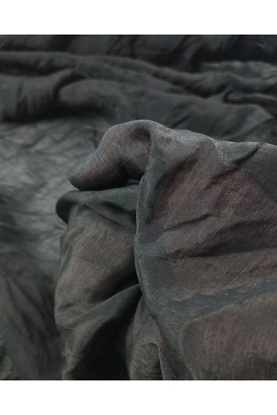 Kumaş Parça Organza Tulle in Black Color with Green Bottom Tone Width: 110